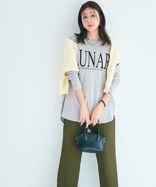 coca（coca）（コカ）の「ボートネックロゴロングTシャツ（Tシャツ/カットソー・レディース・グレー/ホワイト・XL/S/M/L）」の9枚目の写真