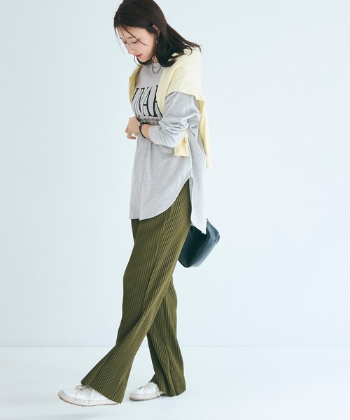 coca（coca）（コカ）の「ボートネックロゴロングTシャツ（Tシャツ/カットソー・レディース・グレー/ホワイト・XL/S/M/L）」の10枚目の写真