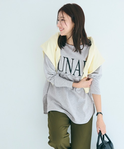 coca（coca）（コカ）の「ボートネックロゴロングTシャツ（Tシャツ/カットソー・レディース・グレー/ホワイト・XL/S/M/L）」の11枚目の写真