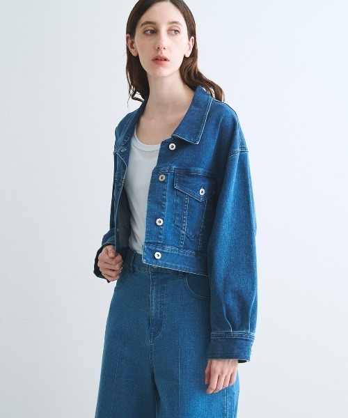 three dots(スリードッツ)の「デニム ショートジャンパー(デニムジャケット・レディース・ブルー系その他/ブルー・SMALL)」の5枚目の写真