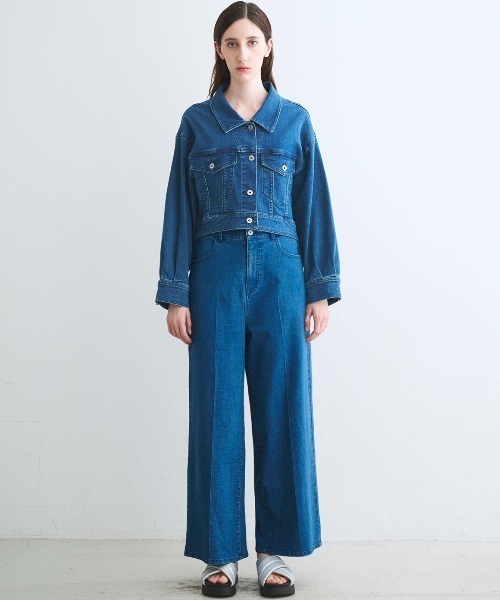 three dots(スリードッツ)の「デニム ショートジャンパー(デニムジャケット・レディース・ブルー系その他/ブルー・SMALL)」の8枚目の写真