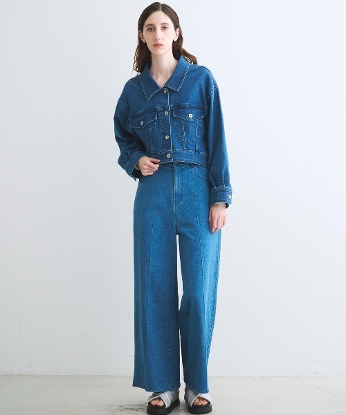 three dots(スリードッツ)の「デニム ショートジャンパー(デニムジャケット・レディース・ブルー系その他/ブルー・SMALL)」の6枚目の写真