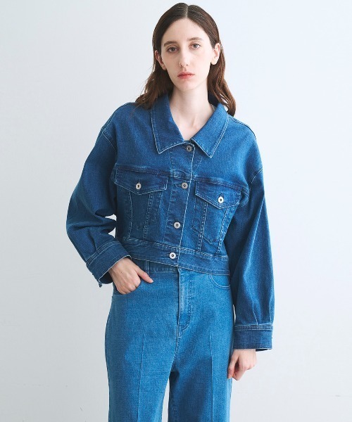 three dots(スリードッツ)の「デニム ショートジャンパー(デニムジャケット・レディース・ブルー系その他/ブルー・SMALL)」の3枚目の写真