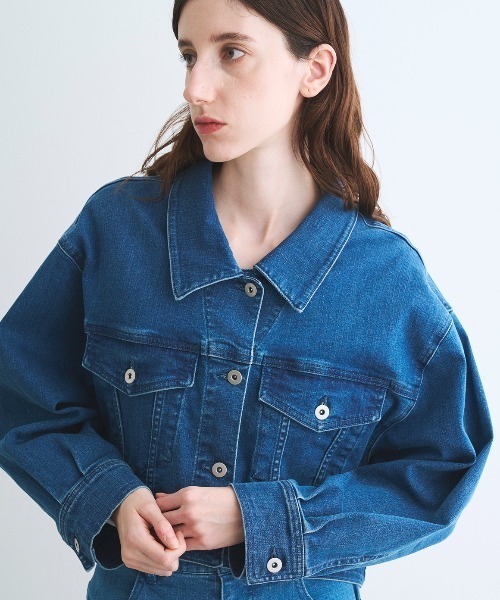 three dots(スリードッツ)の「デニム ショートジャンパー(デニムジャケット・レディース・ブルー系その他/ブルー・SMALL)」の4枚目の写真