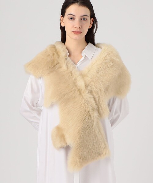 Karl Donoghue（カール ドナヒュー）の「KARL DONOGHUE EDGE BUTTON スカーフ（ストール/ショール・レディース・ベージュ・FREE）」の2枚目の写真