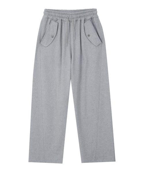 MIDSUN（ミッドサン）の「Snap Curved Sweat Pants-Grey（スウェットパンツ・レディース・グレー・M/L）」の2枚目の写真