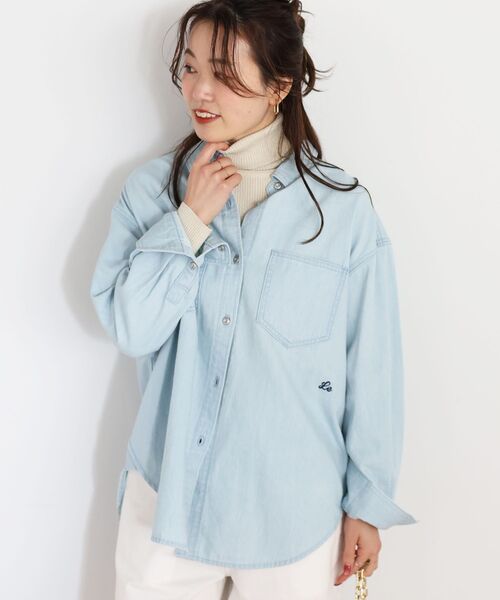 le.coeur blanc(ルクールブラン)の「エンブロイダリーカラーオーバーシャツ(シャツ/ブラウス・レディース・ダークグレー/イエロー/ライトブルー/ライトピンク・38)」の6枚目の写真