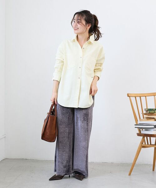 le.coeur blanc（ルクールブラン）の「エンブロイダリーカラーオーバーシャツ（シャツ/ブラウス・レディース・ダークグレー/イエロー/ライトブルー/ライトピンク・38）」の14枚目の写真