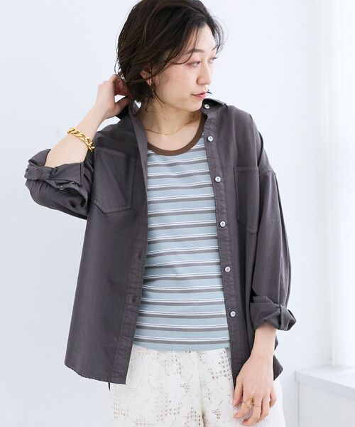 le.coeur blanc（ルクールブラン）の「エンブロイダリーカラーオーバーシャツ（シャツ/ブラウス・レディース・ダークグレー/イエロー/ライトブルー/ライトピンク・38）」の15枚目の写真