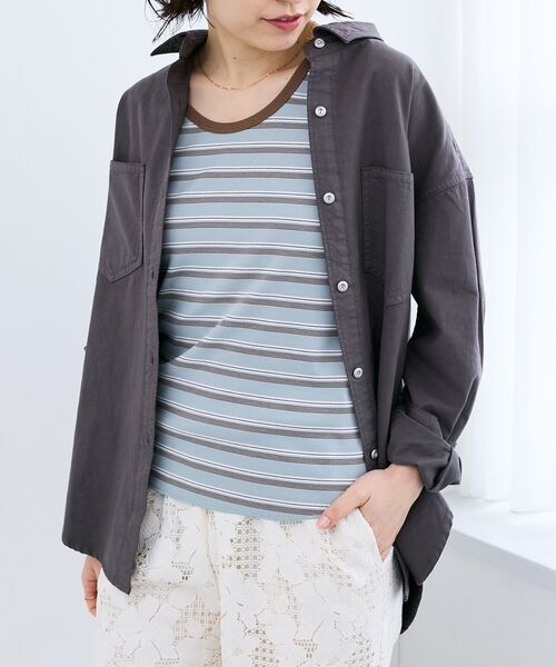 le.coeur blanc（ルクールブラン）の「エンブロイダリーカラーオーバーシャツ（シャツ/ブラウス・レディース・ダークグレー/イエロー/ライトブルー/ライトピンク・38）」の17枚目の写真