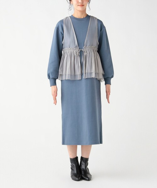 BEAMS HEART(ビームスハート)の「オーガンジー ベスト × カット ワンピース (セットアイテム)(ワンピース・レディース・オリーブ/グレー系その他/チャコールグレー・FREE)」の9枚目の写真