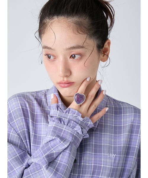LILY BROWN（リリーブラウン）の「天然石ハートリング（リング・レディース・ネイビー/ラベンダー/ピンク・F）」の9枚目の写真