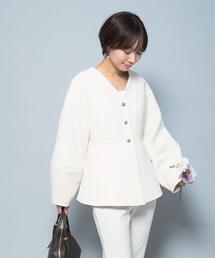 URBAN RESEARCH ROSSO WOMEN | 『WEB限定』デザインボタンペプラムツイルジャケット(ノーカラージャケット)