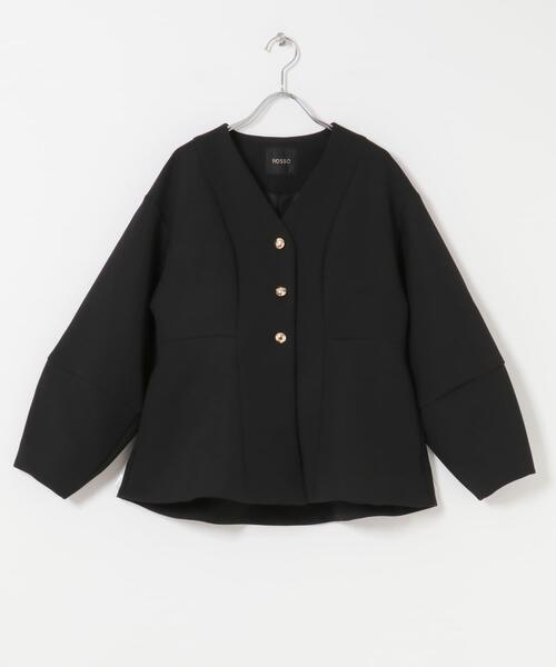 URBAN RESEARCH ROSSO WOMEN（アーバンリサーチ　ロッソ）の「『WEB限定』デザインボタンペプラムツイルジャケット（ノーカラージャケット・レディース・アイボリー/ブラック・FREE）」の22枚目の写真