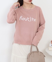 EGLANTINE ラウンドネック刺繍ロゴニット