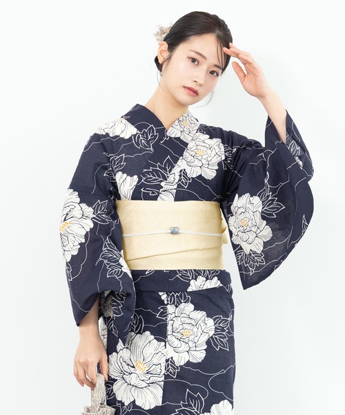 SOUBIEN(ソウビエン)の「誰でも簡単キレイに決まる!レトロカラー浴衣2点セット(浴衣・帯)(浴衣・レディース・ベージュ系1/アイボリー系4/アイボリー系3/アイボリー系2/アイボリー系1/ベージュ系2/グレー系1/グレー系/ネイビー系2/ネイビー系/アイボリー系/ベージュ系3/ネイビー系4/ネイビー系3/アイボリー系5/ベージュ系5/ベージュ系4/ネイビー系1/ホワイト系/グリーン系/ブルー系/ベージュ系・FREE)」の19枚目の写真