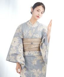 浴衣3点セット 綿麻 涼しげ上品糸菊（浴衣）｜utatane（ウタタネ）の