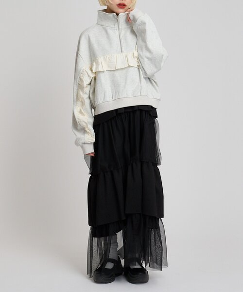 w closet（ダブルクローゼット）の「ミックスティアードキャミワンピース（ワンピース・レディース・ブラック/オフホワイト/ブルー/アイボリー/オレンジ・FREE）」の3枚目の写真