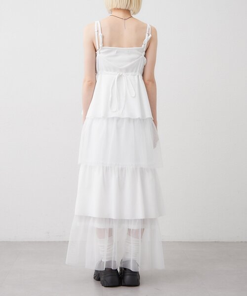 w closet（ダブルクローゼット）の「ミックスティアードキャミワンピース（ワンピース・レディース・ブラック/オフホワイト/ブルー/アイボリー/オレンジ・FREE）」の8枚目の写真