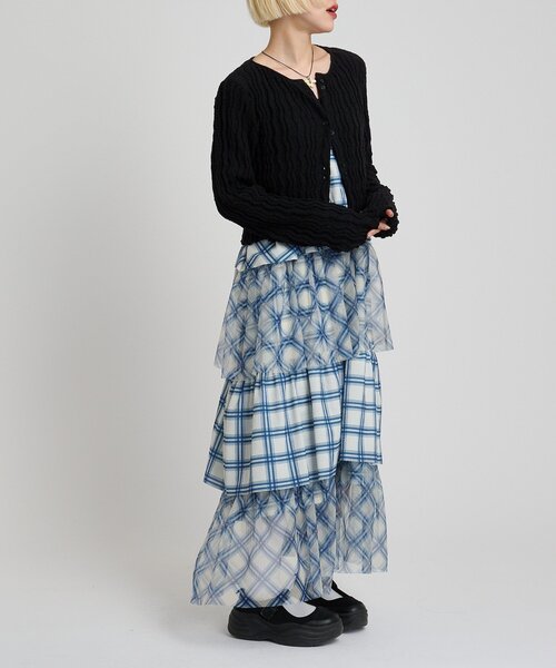 w closet（ダブルクローゼット）の「ミックスティアードキャミワンピース（ワンピース・レディース・ブラック/オフホワイト/ブルー/アイボリー/オレンジ・FREE）」の9枚目の写真