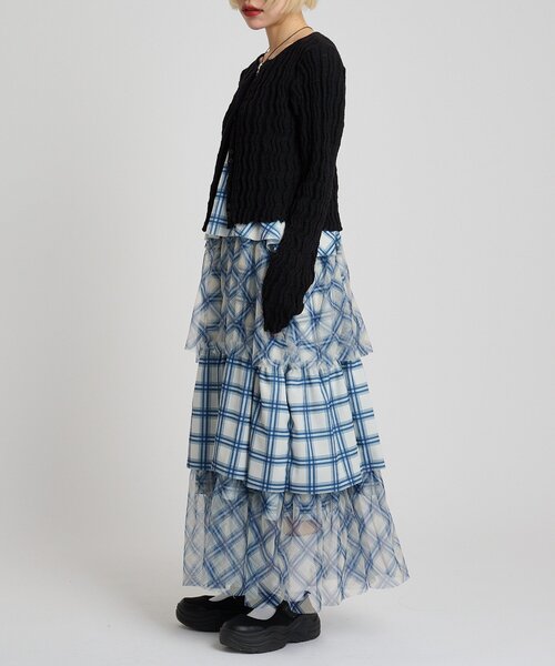 w closet（ダブルクローゼット）の「ミックスティアードキャミワンピース（ワンピース・レディース・ブラック/オフホワイト/ブルー/アイボリー/オレンジ・FREE）」の10枚目の写真