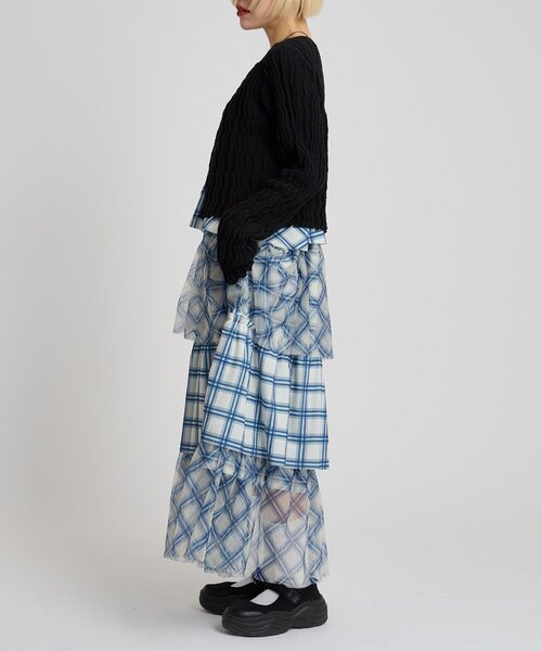 w closet（ダブルクローゼット）の「ミックスティアードキャミワンピース（ワンピース・レディース・ブラック/オフホワイト/ブルー/アイボリー/オレンジ・FREE）」の11枚目の写真