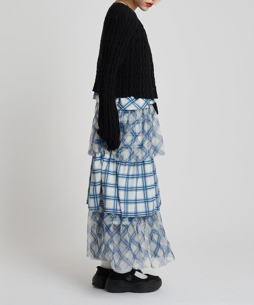 w closet（ダブルクローゼット）の「ミックスティアードキャミワンピース（ワンピース・レディース・ブラック/オフホワイト/ブルー/アイボリー/オレンジ・FREE）」の12枚目の写真