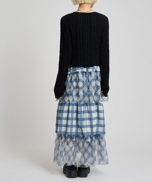 w closet（ダブルクローゼット）の「ミックスティアードキャミワンピース（ワンピース・レディース・ブラック/オフホワイト/ブルー/アイボリー/オレンジ・FREE）」の13枚目の写真