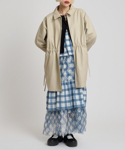 w closet（ダブルクローゼット）の「ミックスティアードキャミワンピース（ワンピース・レディース・ブラック/オフホワイト/ブルー/アイボリー/オレンジ・FREE）」の14枚目の写真