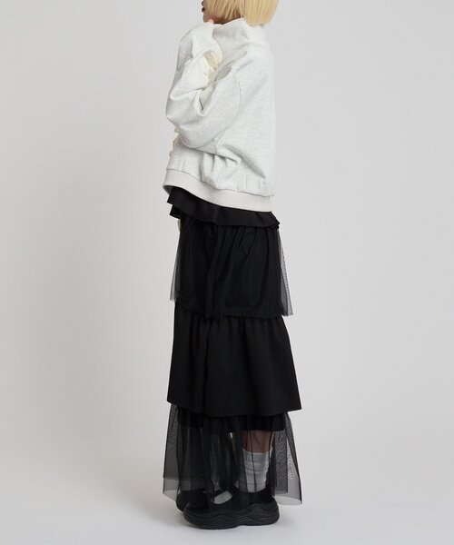 w closet（ダブルクローゼット）の「ミックスティアードキャミワンピース（ワンピース・レディース・ブラック/オフホワイト/ブルー/アイボリー/オレンジ・FREE）」の17枚目の写真