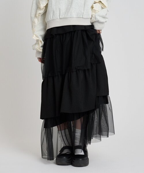 w closet（ダブルクローゼット）の「ミックスティアードキャミワンピース（ワンピース・レディース・ブラック/オフホワイト/ブルー/アイボリー/オレンジ・FREE）」の20枚目の写真