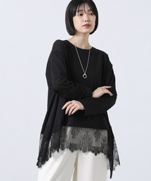 Gready Brilliant（グレディブリリアン）の「レースヘムワイドロンＴ（Tシャツ/カットソー）」