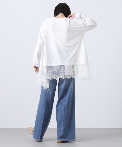 Gready Brilliant(グレディブリリアン)の「レースヘムワイドロンT(Tシャツ/カットソー・レディース・オフホワイト/ブラック・38)」の5枚目の写真