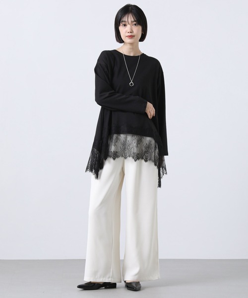 Gready Brilliant(グレディブリリアン)の「レースヘムワイドロンT(Tシャツ/カットソー・レディース・オフホワイト/ブラック・38)」の15枚目の写真