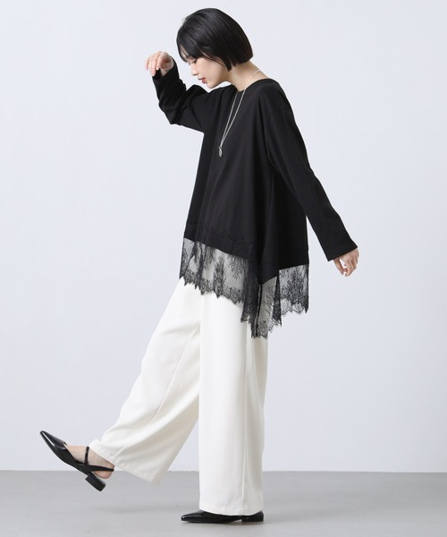 Gready Brilliant(グレディブリリアン)の「レースヘムワイドロンT(Tシャツ/カットソー・レディース・オフホワイト/ブラック・38)」の16枚目の写真