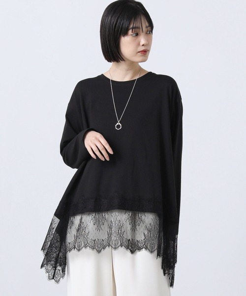 Gready Brilliant(グレディブリリアン)の「レースヘムワイドロンT(Tシャツ/カットソー・レディース・オフホワイト/ブラック・38)」の19枚目の写真