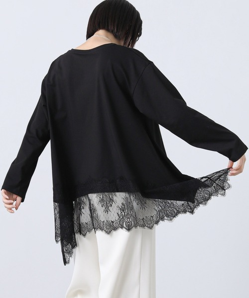 Gready Brilliant(グレディブリリアン)の「レースヘムワイドロンT(Tシャツ/カットソー・レディース・オフホワイト/ブラック・38)」の21枚目の写真