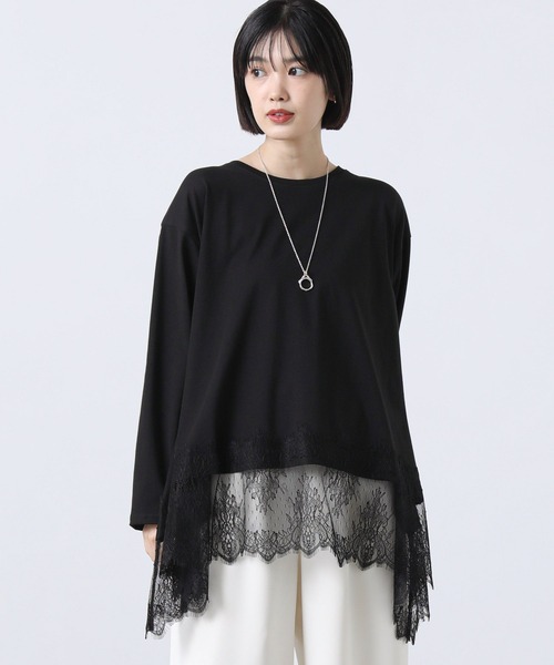 Gready Brilliant(グレディブリリアン)の「レースヘムワイドロンT(Tシャツ/カットソー・レディース・オフホワイト/ブラック・38)」の22枚目の写真