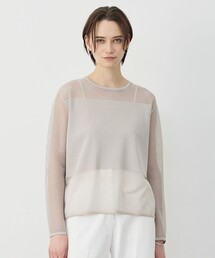 パネルパターンメッシュ ニットプルオーバー