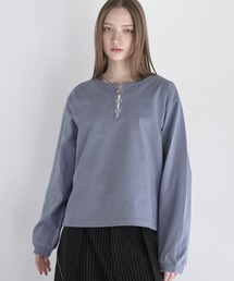 LILL（リル）の「シルバーパーツヘビーウエイトコットンヘンリーネックロングスリーブカットソー（Tシャツ/カットソー）」