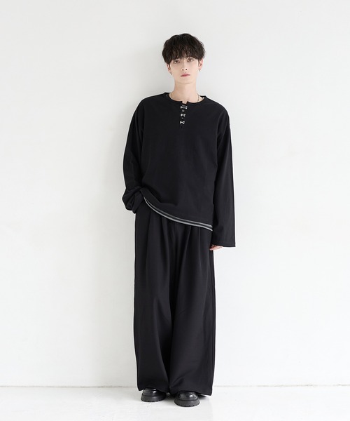 LILL（リル）の「シルバーパーツヘビーウエイトコットンヘンリーネックロングスリーブカットソー（Tシャツ/カットソー・メンズ・ホワイト/ブラック/ブルーグレー/チャコールグレー・XL/L/M/S）」の19枚目の写真