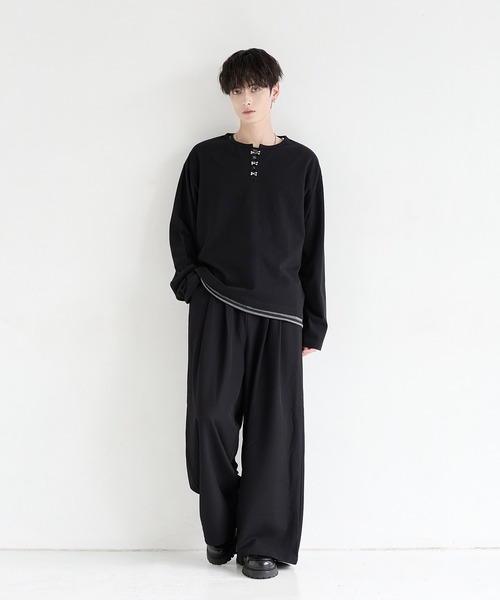 LILL（リル）の「シルバーパーツヘビーウエイトコットンヘンリーネックロングスリーブカットソー（Tシャツ/カットソー・メンズ・ホワイト/ブラック/ブルーグレー/チャコールグレー・XL/L/M/S）」の18枚目の写真