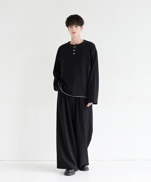 LILL（リル）の「シルバーパーツヘビーウエイトコットンヘンリーネックロングスリーブカットソー（Tシャツ/カットソー・メンズ・ホワイト/ブラック/ブルーグレー/チャコールグレー・XL/L/M/S）」の17枚目の写真