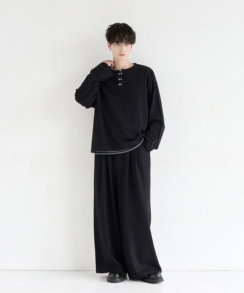 LILL（リル）の「シルバーパーツヘビーウエイトコットンヘンリーネックロングスリーブカットソー（Tシャツ/カットソー・メンズ・ホワイト/ブラック/ブルーグレー/チャコールグレー・XL/L/M/S）」の16枚目の写真