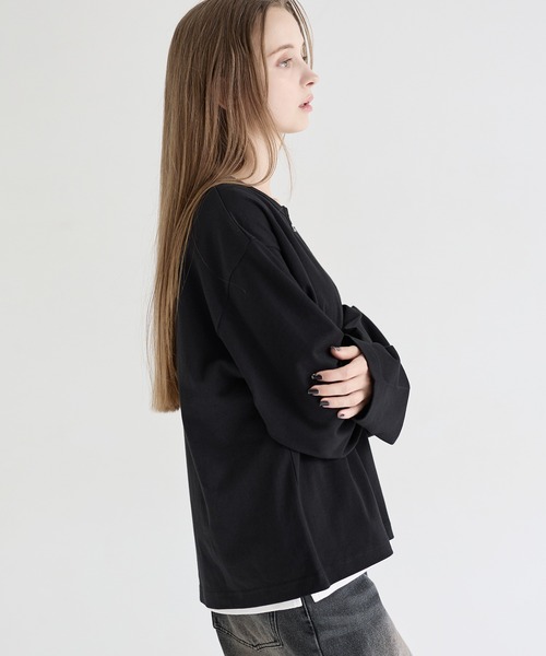 LILL（リル）の「シルバーパーツヘビーウエイトコットンヘンリーネックロングスリーブカットソー（Tシャツ/カットソー・メンズ・ホワイト/ブラック/ブルーグレー/チャコールグレー・XL/L/M/S）」の11枚目の写真
