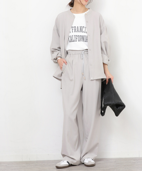 JOURNAL STANDARD relume（ジャーナルスタンダード　レリューム）の「《一部WEB限定》［2点セット］メランジツイルセットアップ（つなぎ/オールインワン・レディース・ライトグレー/ブラック/ネイビー・38/36）」の2枚目の写真