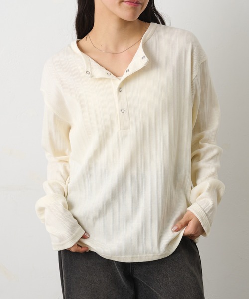 COLONY 2139（コロニートゥーワンスリーナイン）の「テレコリブヘンリーネック（Tシャツ/カットソー・メンズ・ブラック/ホワイト・LARGE/MEDIUM）」の2枚目の写真