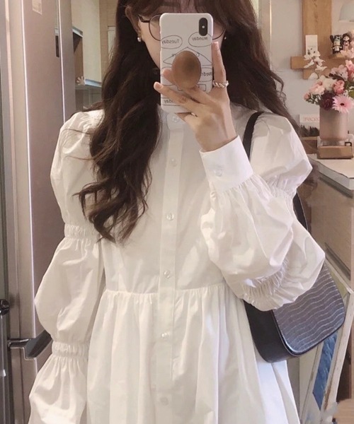 Flugge（フラッジー）の「パフスリーブシャツワンピース（シャツワンピース・レディース・ホワイト・LARGE/MEDIUM）」の5枚目の写真
