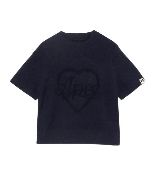 APEE BY A BATHING APE(エイピーバイアベイシングエイプ)の「SHORT SLEEVES SWEATER(ニット/セーター・レディース・ネイビー/アイボリー・SMALL/X-SMALL)」の1枚目の写真