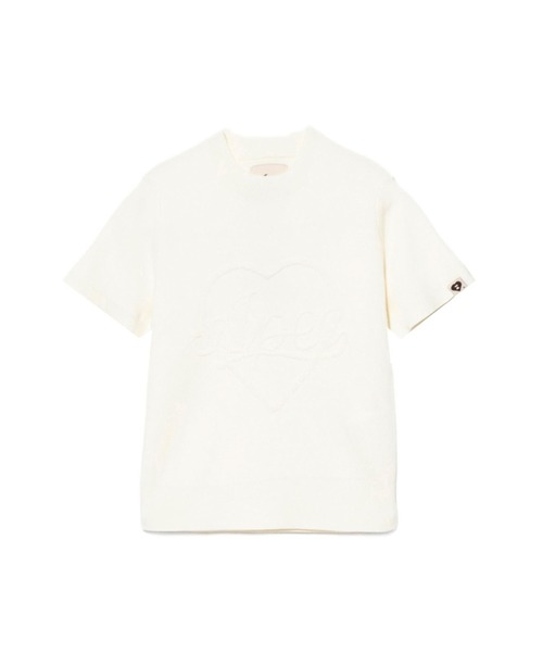 APEE BY A BATHING APE(エイピーバイアベイシングエイプ)の「SHORT SLEEVES SWEATER(ニット/セーター・レディース・ネイビー/アイボリー・SMALL/X-SMALL)」の2枚目の写真